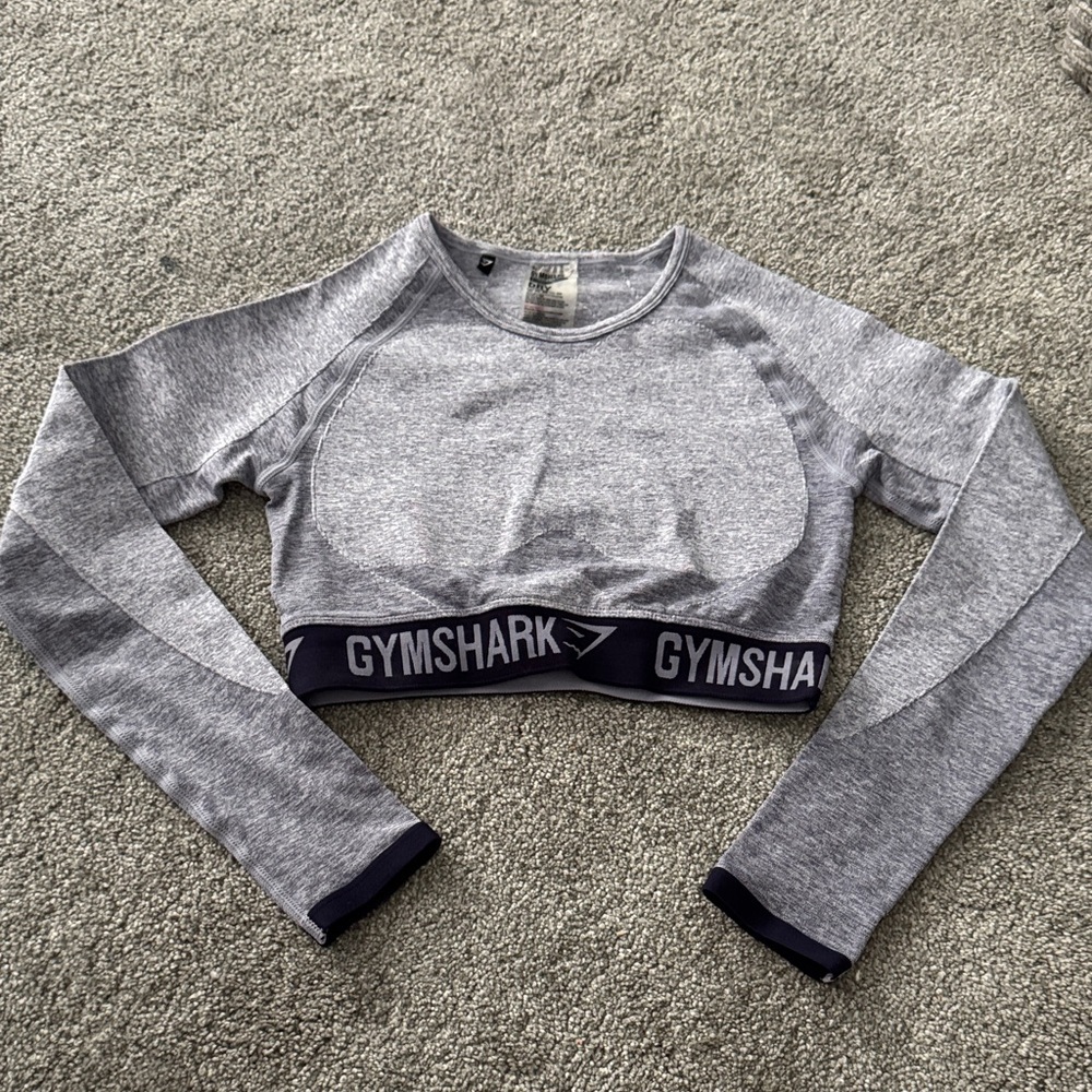 Gymshark Heather Gray Long Sleeve Crop Top